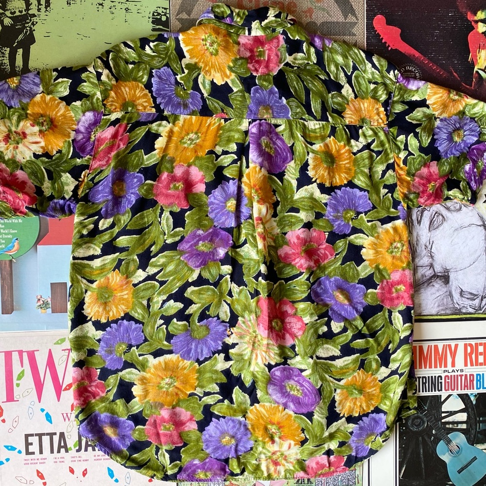 Vintage Floral & Mixed Pattern Button Down Shirt … - image 6